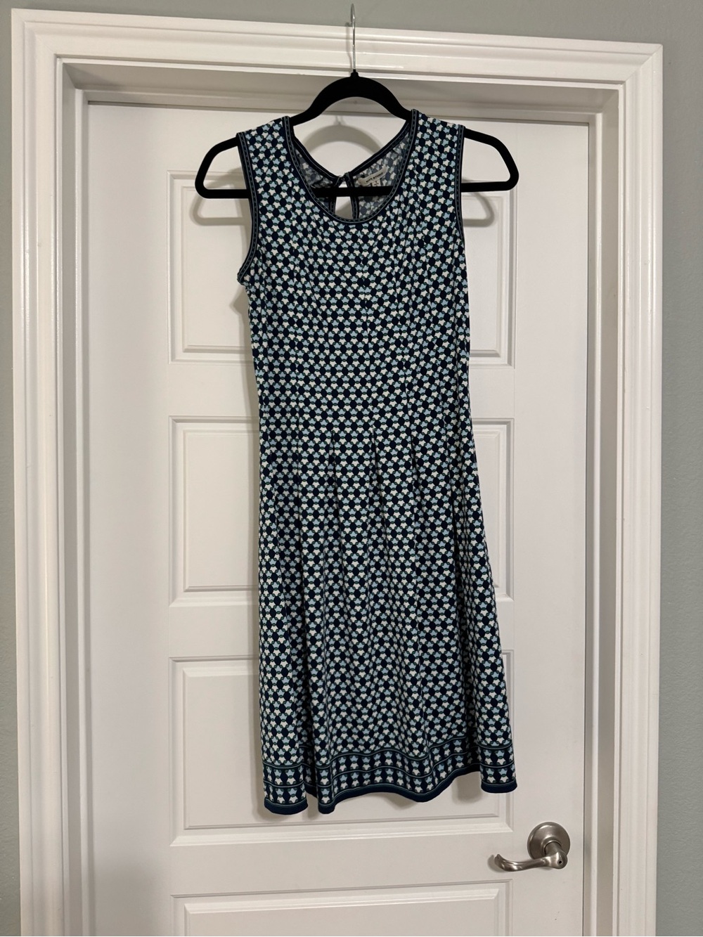 Max Studio Navy and White Sleeveless Fit-and-Flare Dress